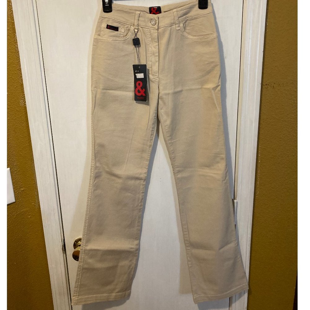 Dolce & Gabbana women's size 40 IT stretchy boot cut tan khaki pants 24x32 25x32
